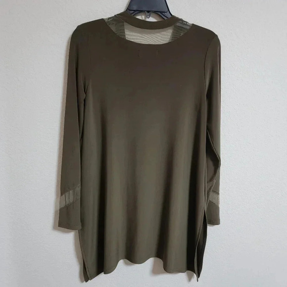 Sympli Olive V-Neck Tunic with Mesh Inserts - Picture 4 of 6